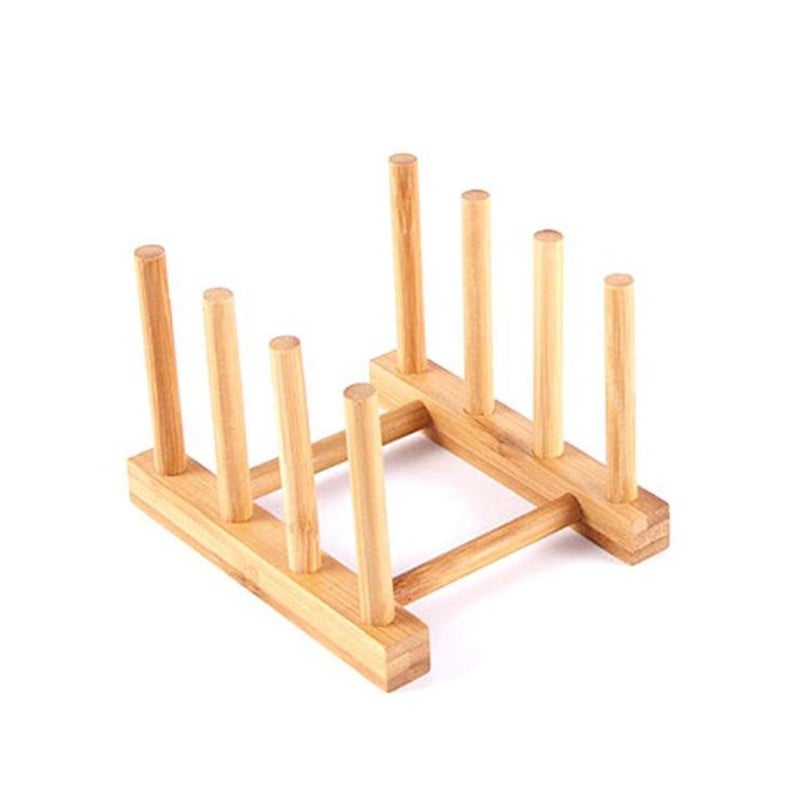 YWSHF Bamboo Wooden Dish Rack Dishes Drainboard Drying Drainer Storage Holder Stand Kitchen Cabinet Organizer for Dish,Plate,Bowl,Cup Pot,Lid,Book - Image 1